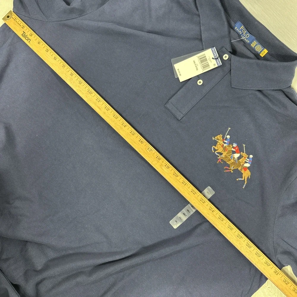 NWT Polo Ralph‎ Lauren Triple Pony Shirt Mens 4XLT Classic Fit Mesh Polo Navy #3